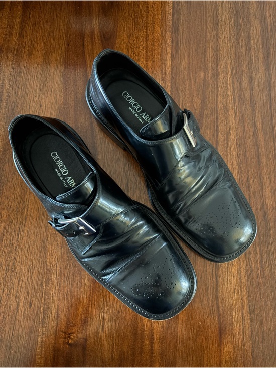 Giorgio Armani Black Leather Single Monk Strap Dress Shoes main image 5